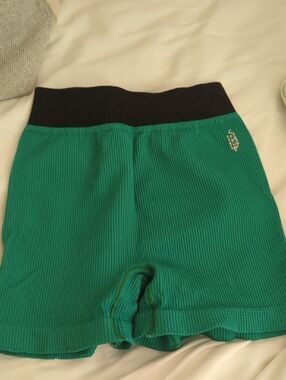 Free People Ribbed Green Shorts with Black Waistband M/L